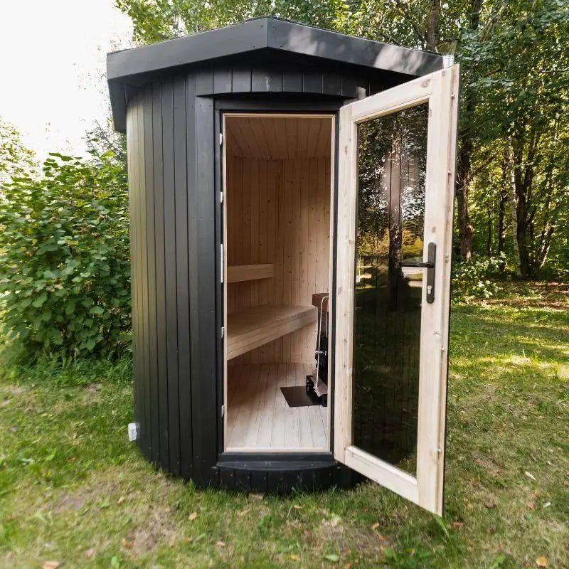 Barrel Round – Runde Sauna mit Glastür