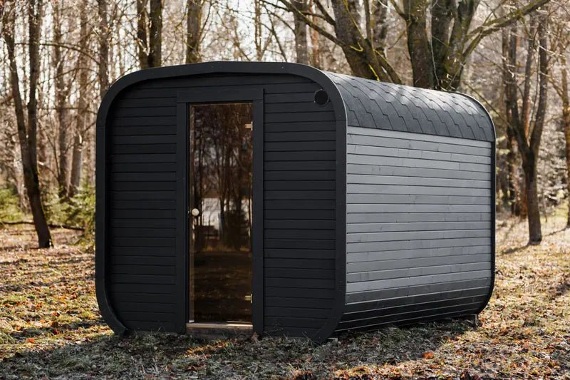 Cube mit Vorraum – Cube garden sauna with anteroom